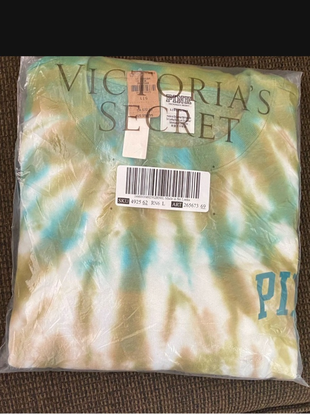 PINK by Victoria's Secret Tie-Dye sweatshirt in Teal & Olive